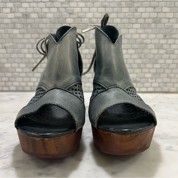 FREE PEOPLE wood heel tie bootie heels - Picture 9 of 12